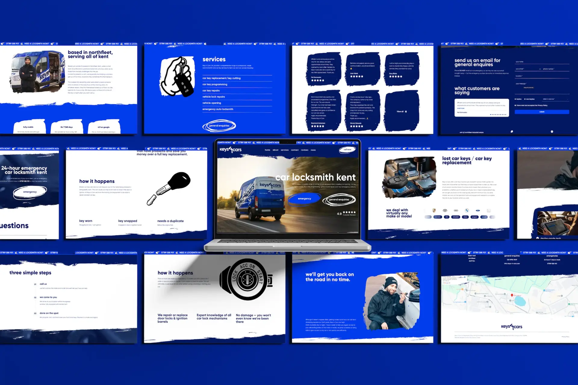 Grid of page designs from the new Keys 4 Cars website