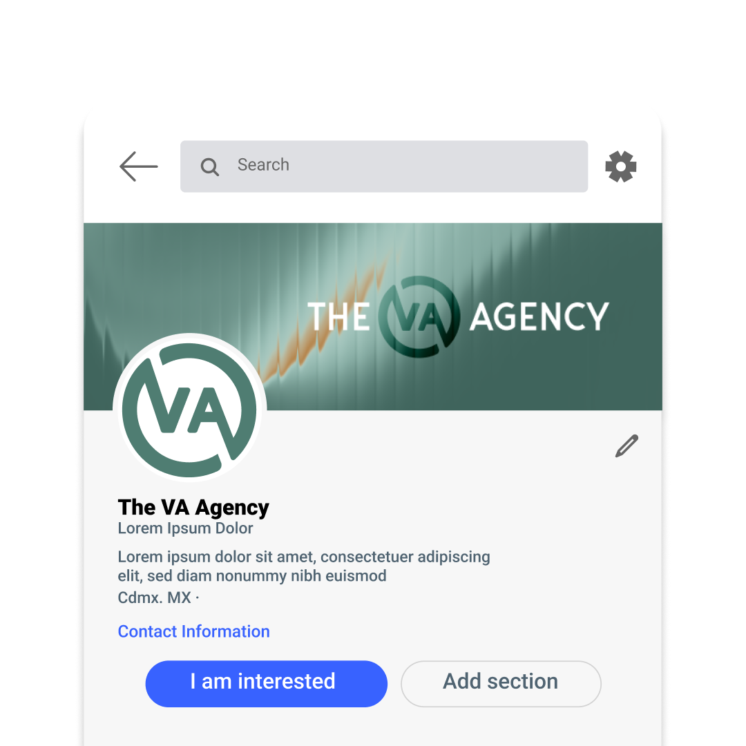 The brand on a LinkedIn company profile, green banner and circular monogram avatar